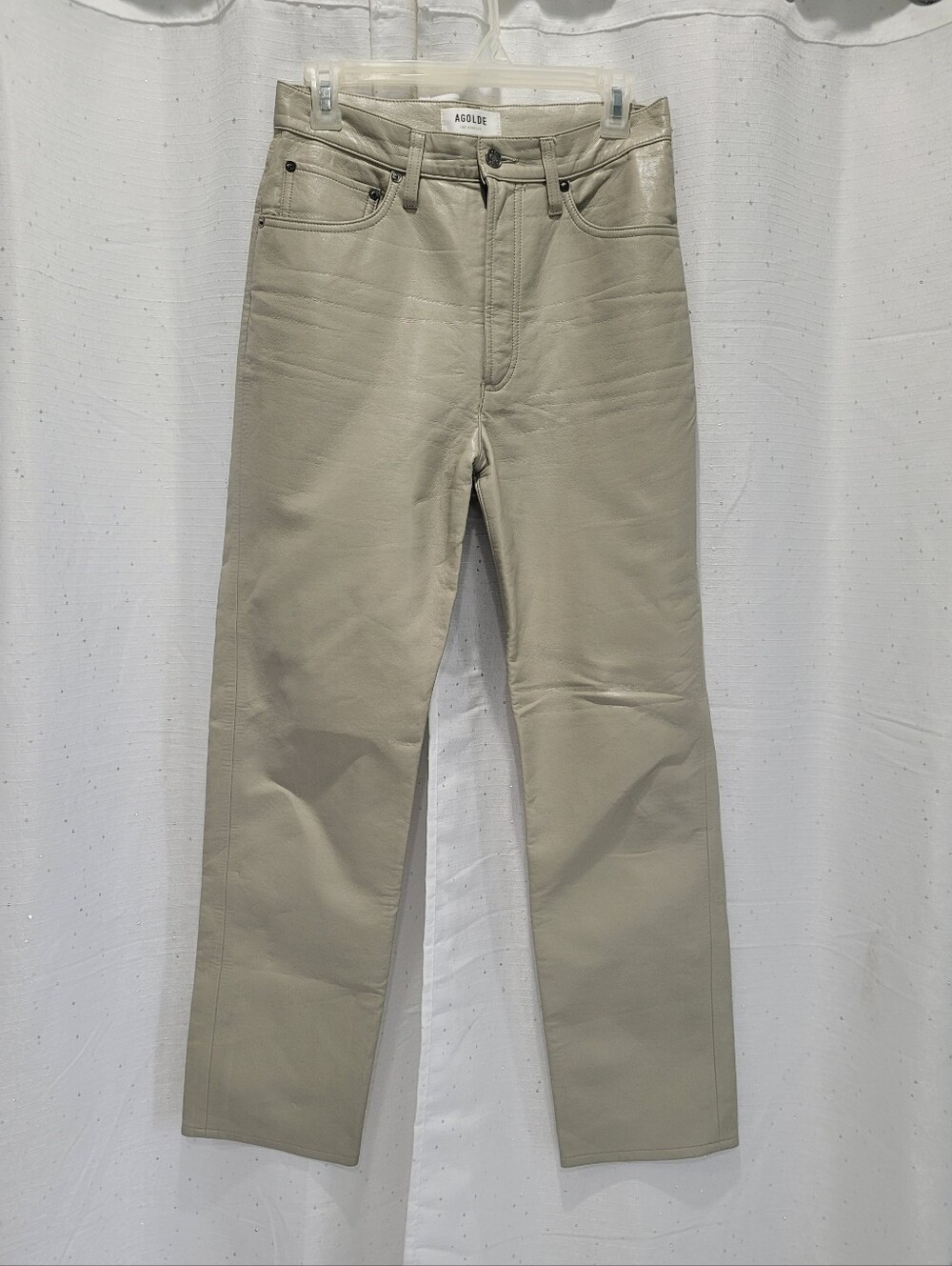 Agolde Los Angeles Women Recycled Leather Pant Solid taupe Sz 27